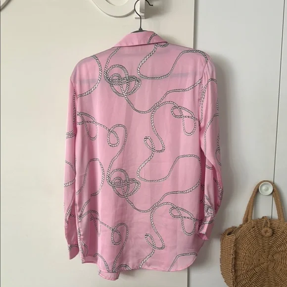 Pink Button Down Shirt with Nautical Pattern - Picture 4 of 5